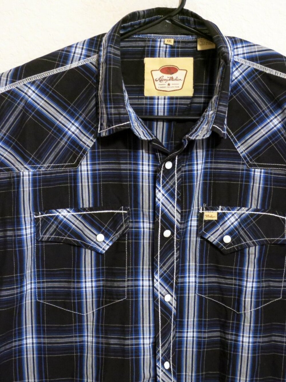 Larry Mahan Shirt Mens 2XL Long Sleeve Pearl Snap Cowboy Western Black Striped